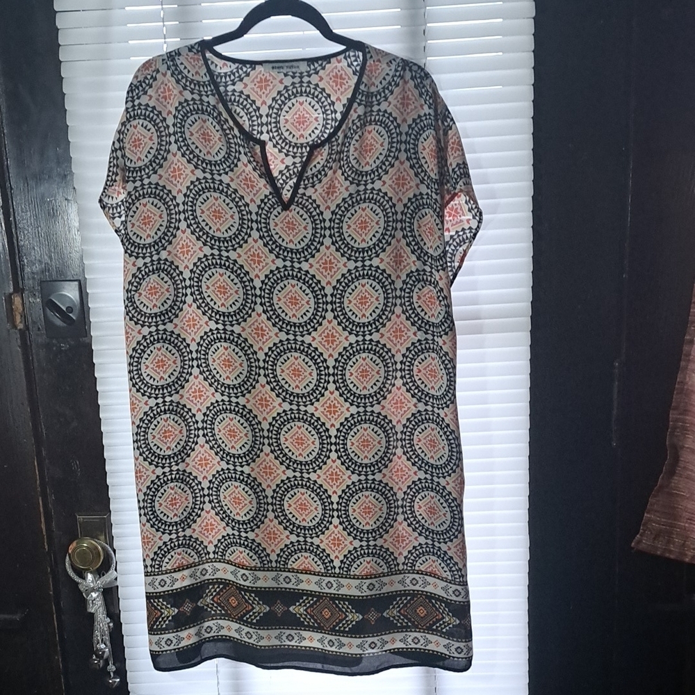 Black Rainn Tribal Dress w Attached Slip